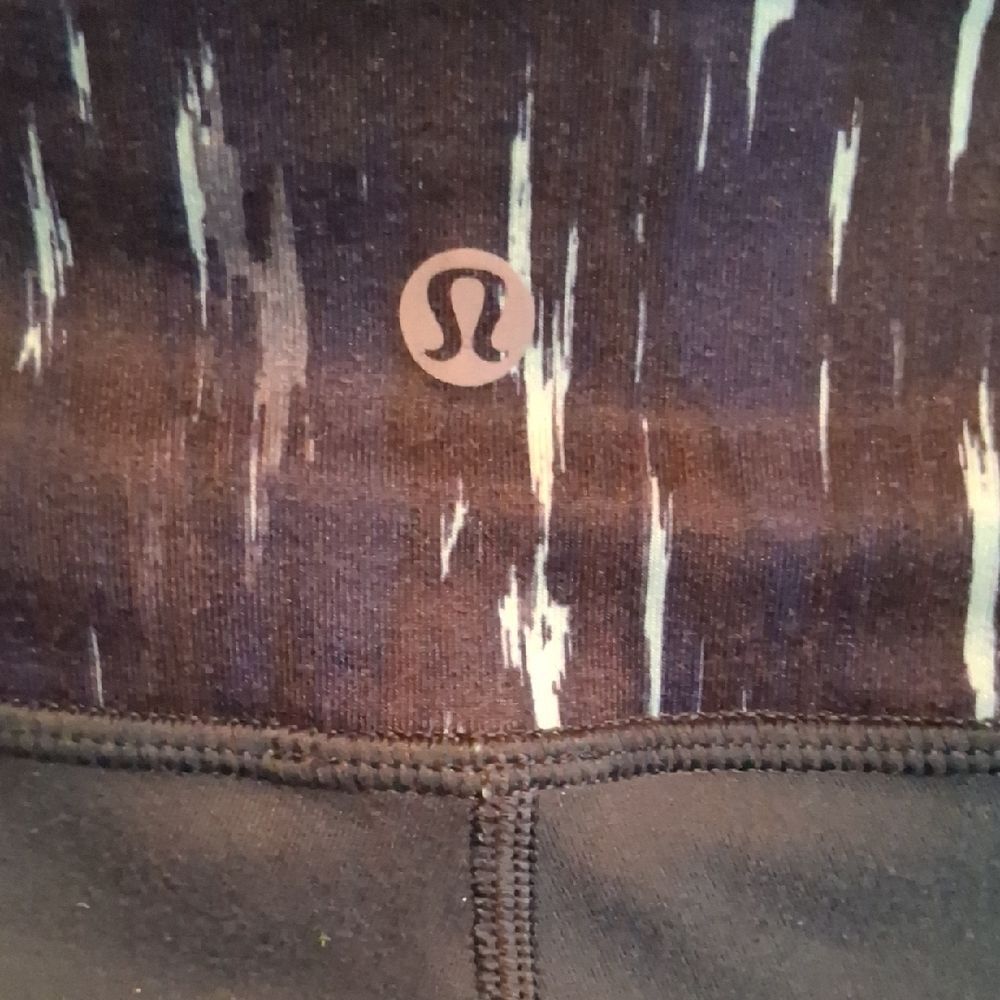 LULULEMON Blue/Green Leggings Patterned Band SIZE 4 - Picture 2 of 8